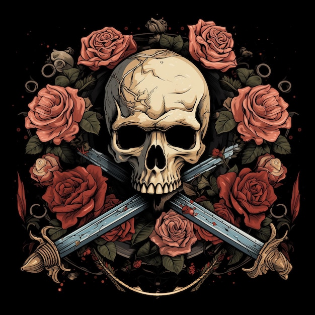 PSD crâne épée rose illustration vectorielle illustration stock