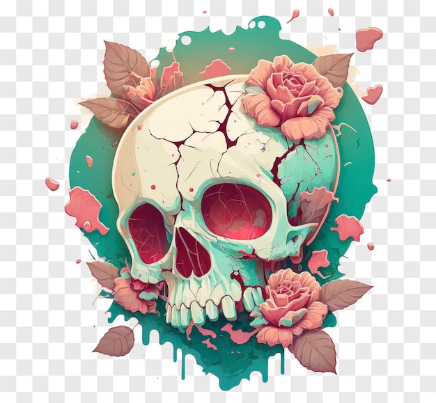 PSD crâne et fleurs