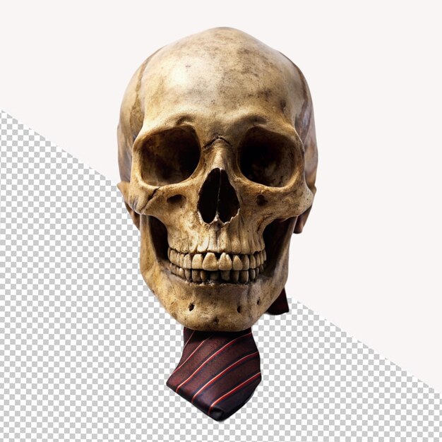 PSD crâne portant une cravate sur un fond transparent