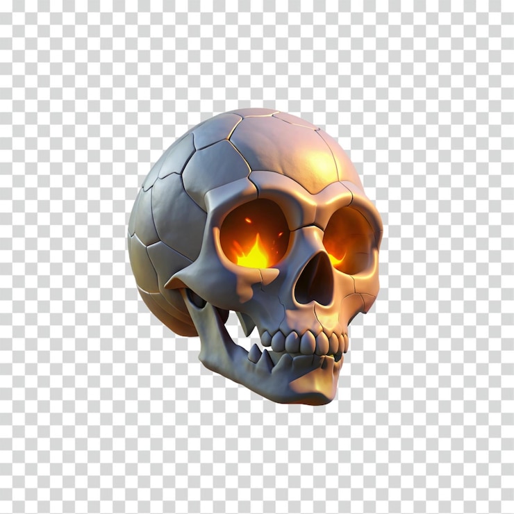 PSD el cráneo ardiente 3d de los ojos ardientes