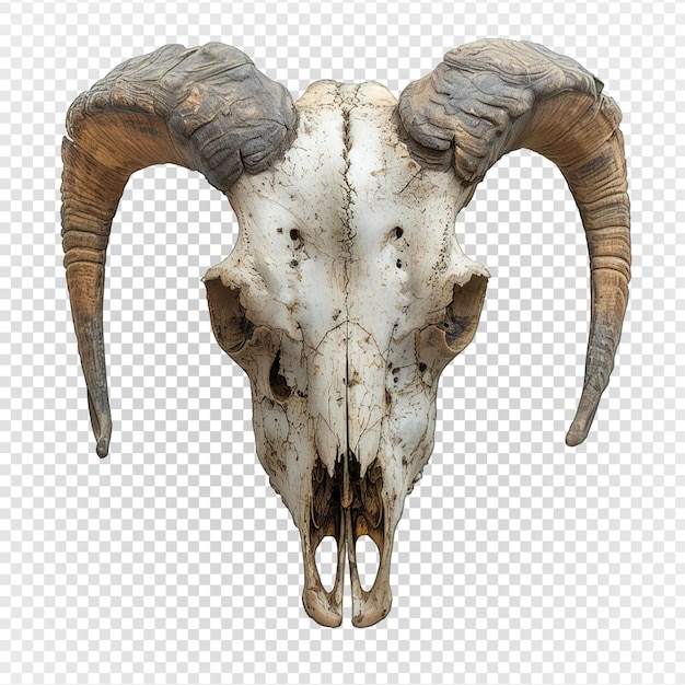 PSD cráneo de cabra aislado en fondo transparente símbolo satánico decoración del cráneo generativo ai