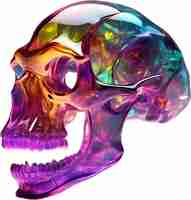 PSD crânio de cristal colorido imagem em close de um crânio de kristal colorido