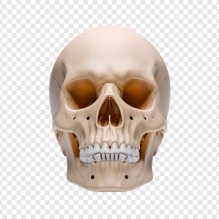 PSD crânio humano 3d isolado em fundo transparente