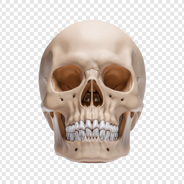 PSD crânio humano 3d isolado em fundo transparente