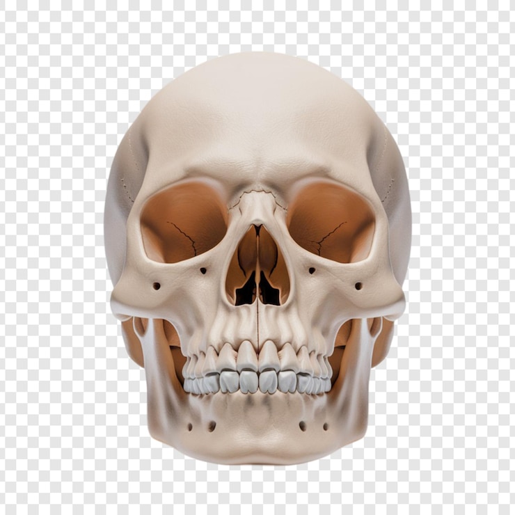 PSD crânio humano 3d isolado em fundo transparente