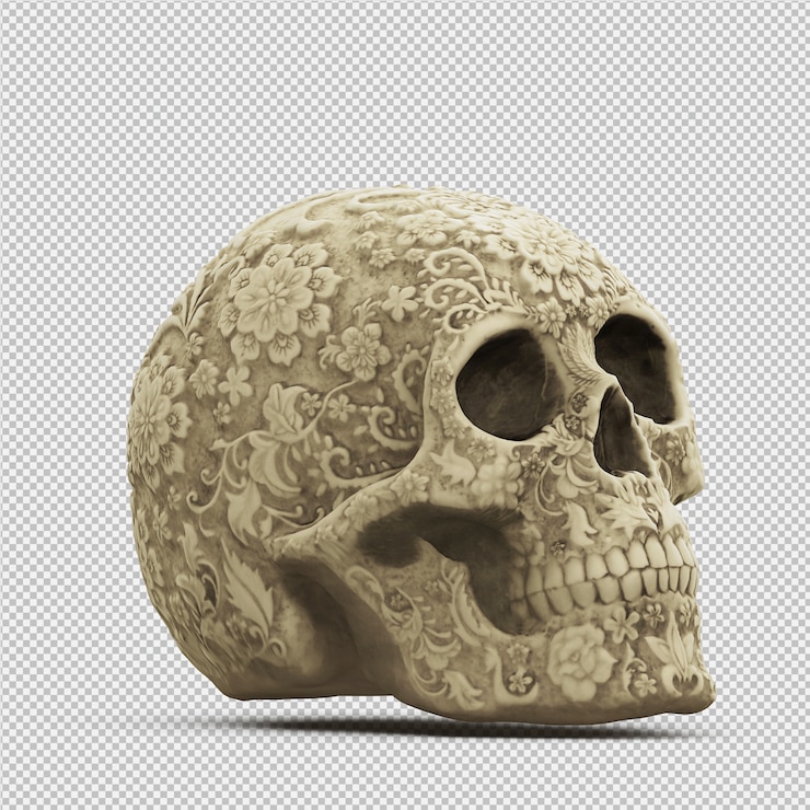 PSD crânio isométrica 3d isolado render