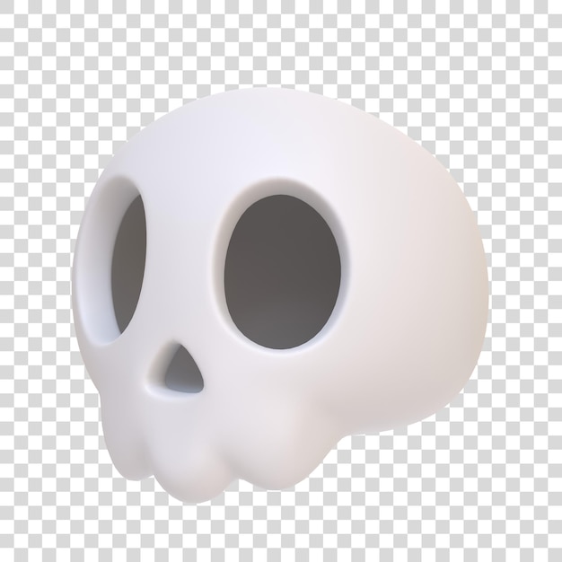 Cranio semplice di cartone animato di Halloween isolato su sfondo bianco Rendering 3D del concetto di Happy Halloween