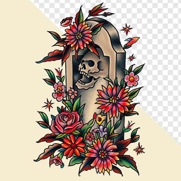 Crânios cósmicos góticos flores roxas arte isolada