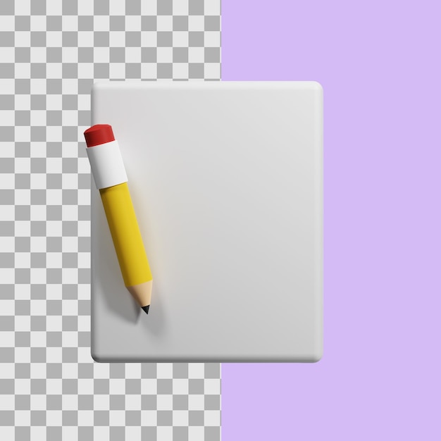 PSD crayon 3d avec papier vierge