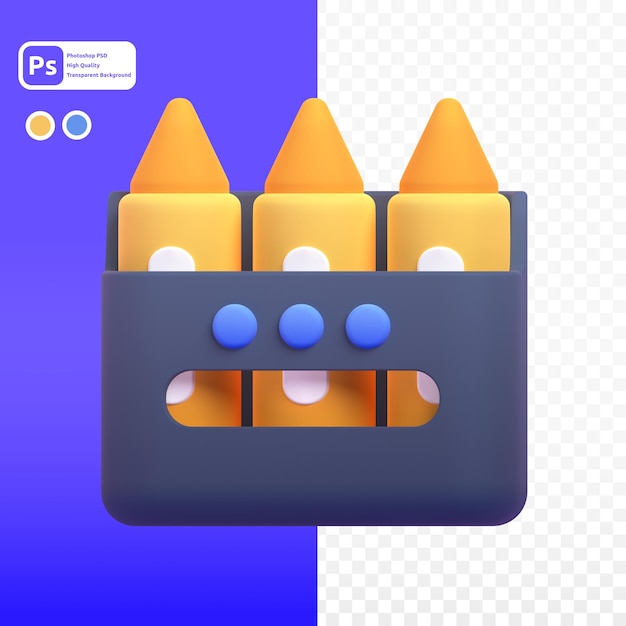 Crayon em renderização 3d para apresentação na web de ativos gráficos ou outros