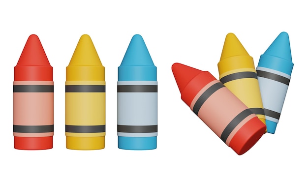 crayon icona 3D render grafico