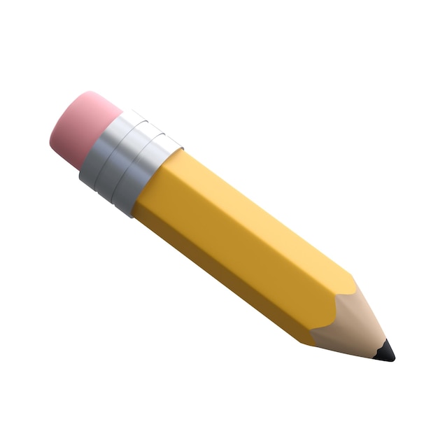 Crayon réaliste avec gomme article de papeterie d'icône 3D pour l'école Outil de dessin et de peinture coloré