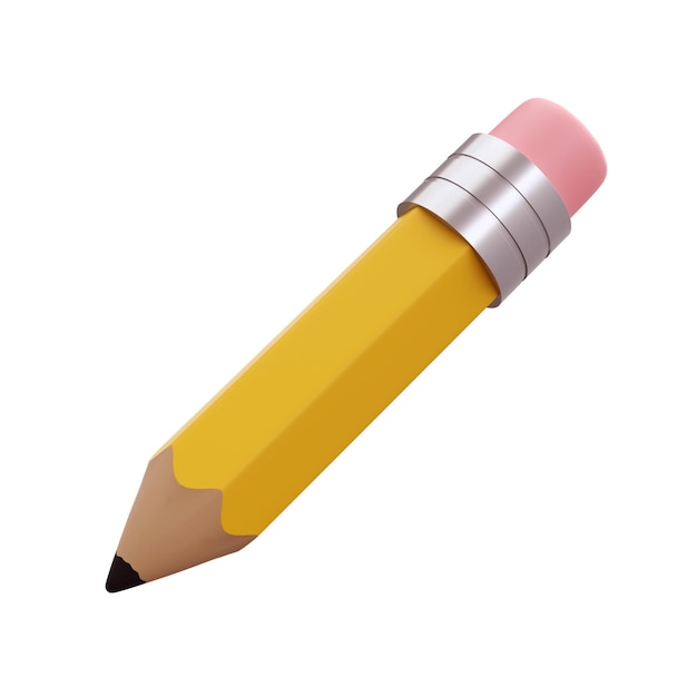 Crayon réaliste avec gomme icône 3D outil de dessin et de peinture coloré pour l'éducation et les études isolé pgn transparent fournitures de bureau élément de papeterie école université ou collège conception