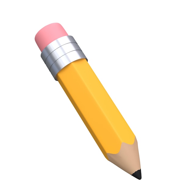 Crayon réaliste avec gomme icône 3d Outil de dessin et de peinture coloré pour l'éducation et les études