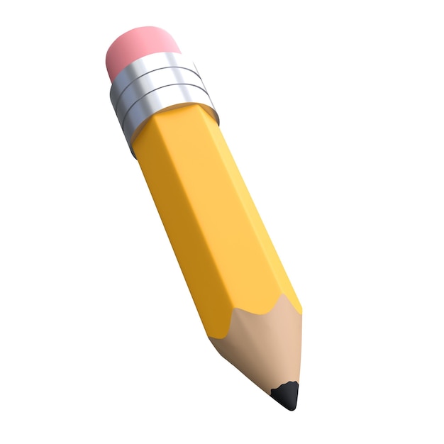 PSD crayon réaliste avec gomme icône 3d outil de dessin et de peinture de couleur pour l'éducation