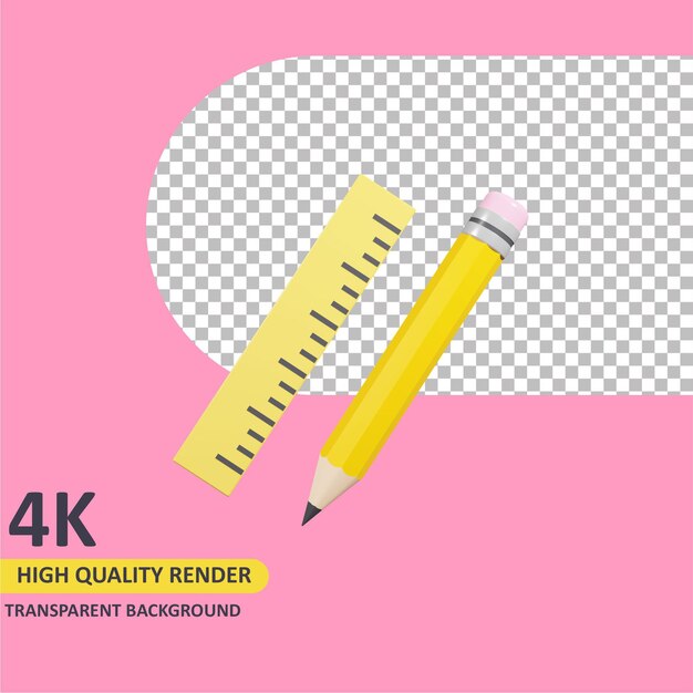 Crayon et règle de rendu d'objet 3d de modélisation