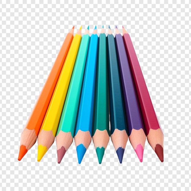 PSD des crayons multicolores isolés sur un fond transparent