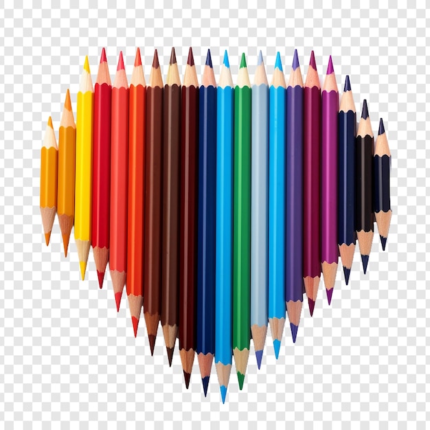 PSD des crayons multicolores isolés sur un fond transparent