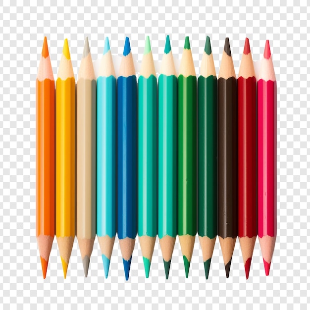 PSD des crayons multicolores isolés sur un fond transparent