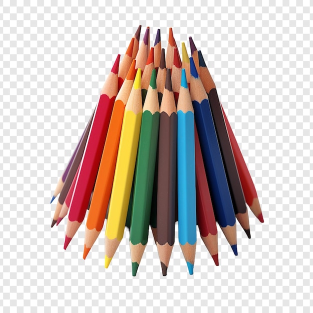 PSD des crayons multicolores isolés sur un fond transparent