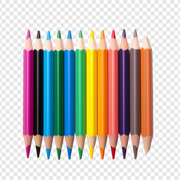 PSD des crayons multicolores isolés sur un fond transparent