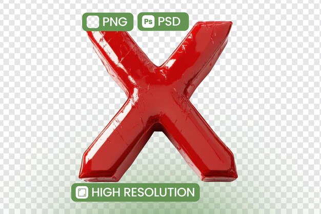 Crea impresionantes diseños gráficos 3D Red X con archivos PNG y PSD de alta resolución perfectos para interfaces de usuario y proyectos digitales Explora conceptos de diseño únicos para una estética moderna