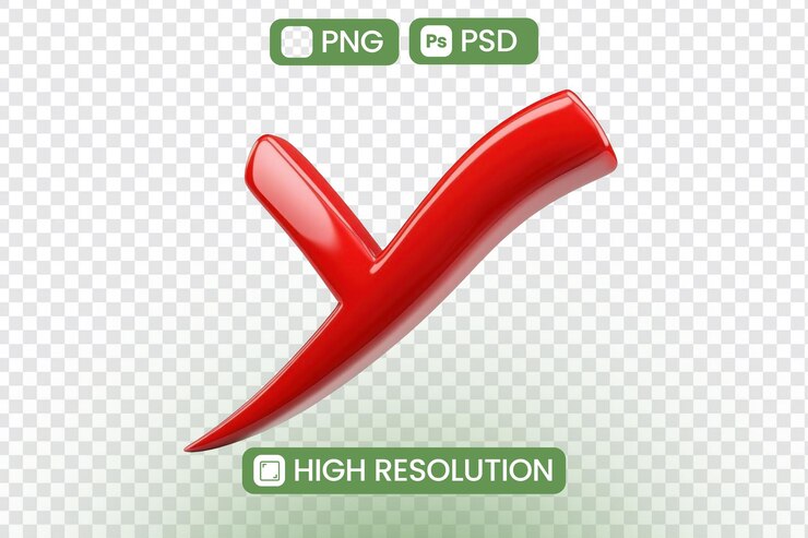 PSD creación de una marca de comprobación roja 3d de alta resolución una guía completa para el diseño y las técnicas de representación de recursos gráficos, incluidos archivos png y psd, para lograr un aspecto profesional pulido