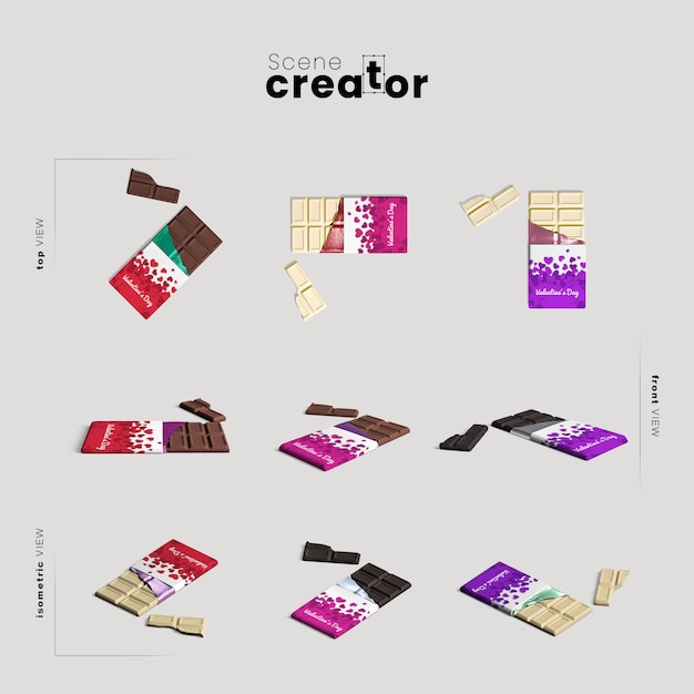 PSD creador de escena con barra de chocolate