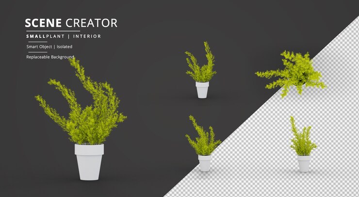 PSD creador de escena de pequeña planta interior en maceta