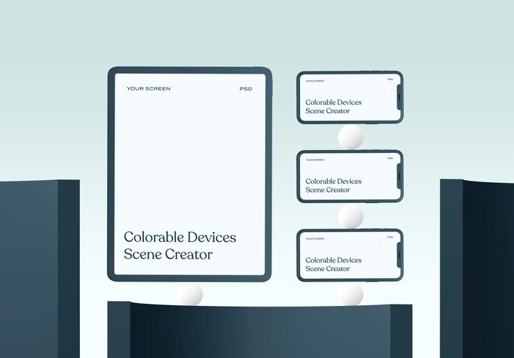 PSD creador de escenas de maquetas clay iphone y ipad pro