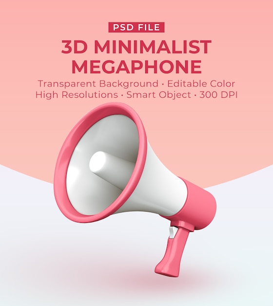 PSD creador de escenas de megáfono minimalista 3d editable