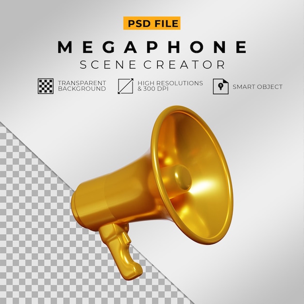 Creador de escenas de megáfono de oro 3d