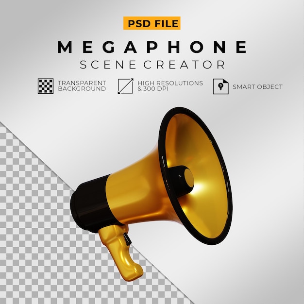 Creador de escenas de megáfono de oro 3d