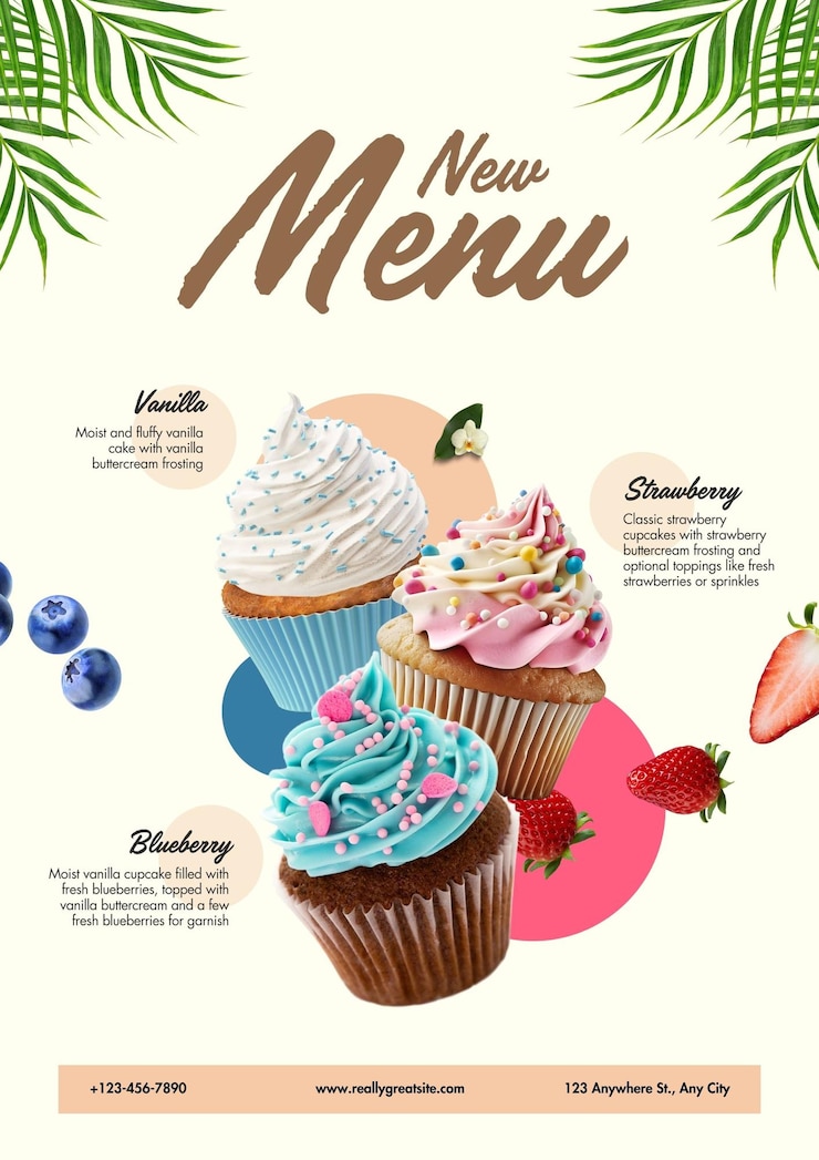 PSD cream new cupcake menu poster a4 1