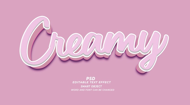 PSD creamy 3d psd modelo de photoshop de efeito de texto editável