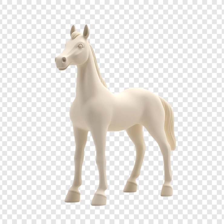 PSD creamy white horse 3d model elegant animal render
