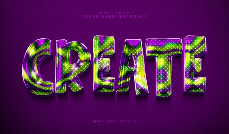 PSD crear colorido brillante totalmente editable premium psd 3d efecto de texto