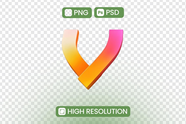 PSD crear un diseño gráfico en forma de v con gradiente vibrante en formatos png y psd de alta resolución para lograr efectos visuales impresionantes