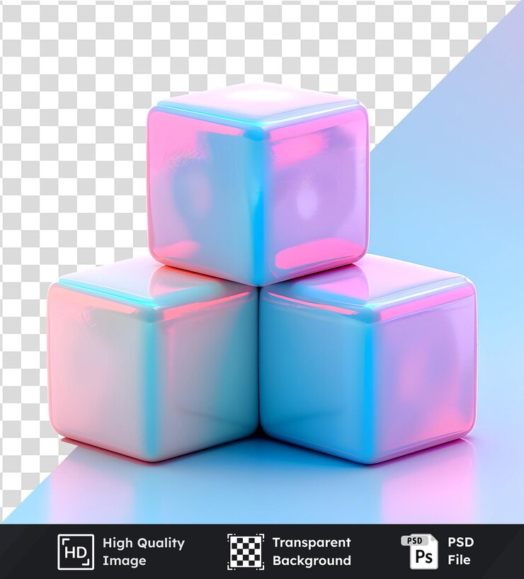 PSD crear diseños impresionantes con imágenes psd png transparentes cubos iridescentes para proyectos digitales