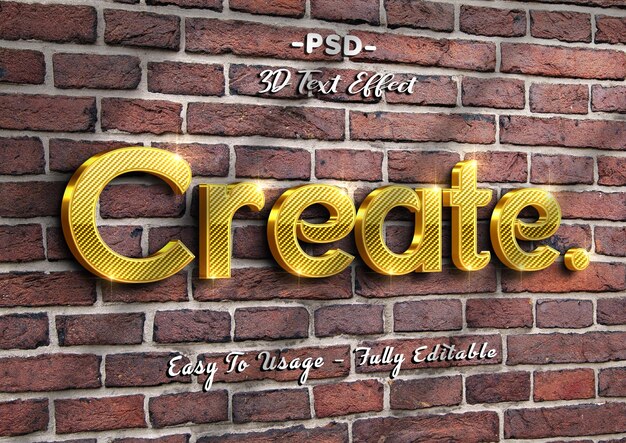 Crear efecto de estilo de texto dorado 3d en la pared