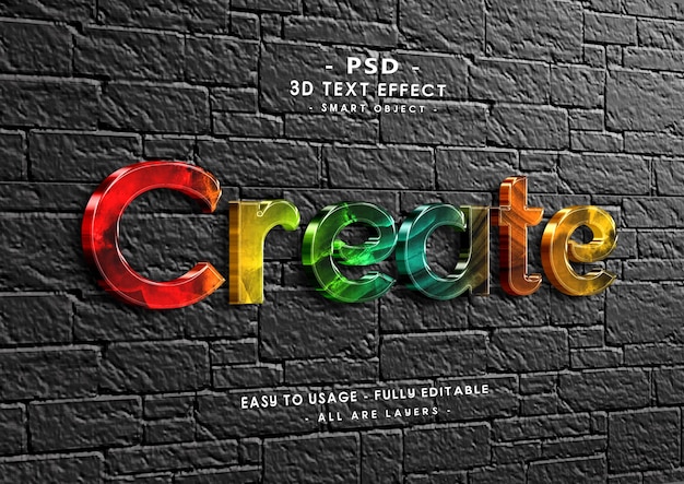 Crear efecto de estilo de texto de mármol de colores 3d en la pared
