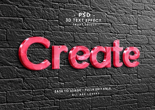 Crear efecto de estilo de texto de mármol rojo 3d en la pared