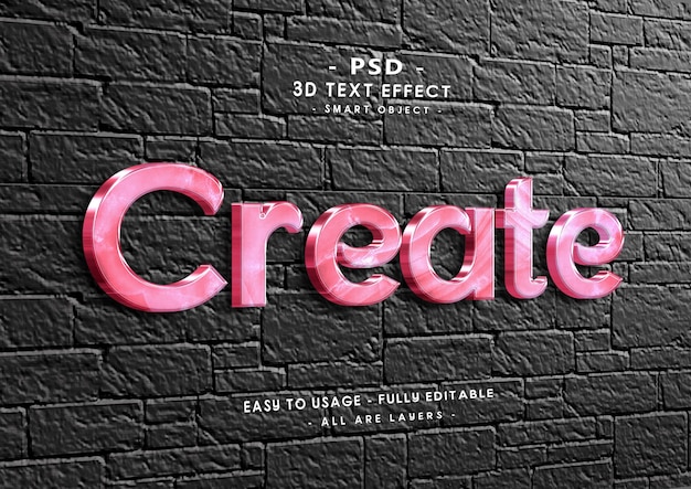 Crear efecto de estilo de texto de mármol rosa 3d en la pared