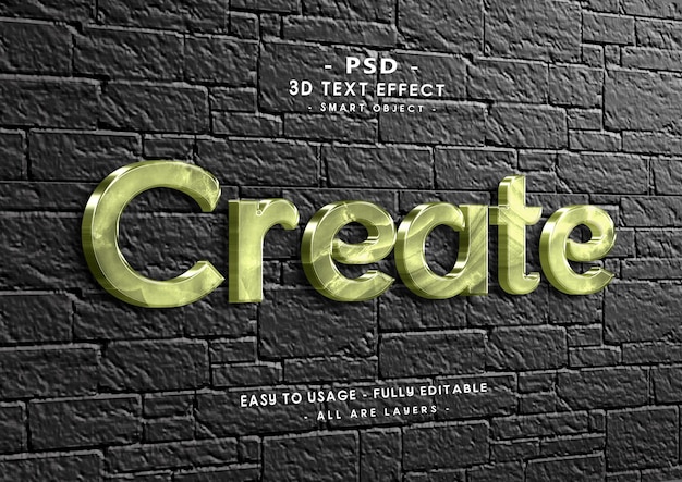 Crear efecto de estilo de texto de mármol verde oliva 3d en la pared
