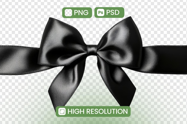 Crear un impresionante arco de cinta de satén negro Una guía paso a paso para imágenes de alta resolución y archivos PSD PNG Perfecto para diseños elegantes y artesanías digitales
