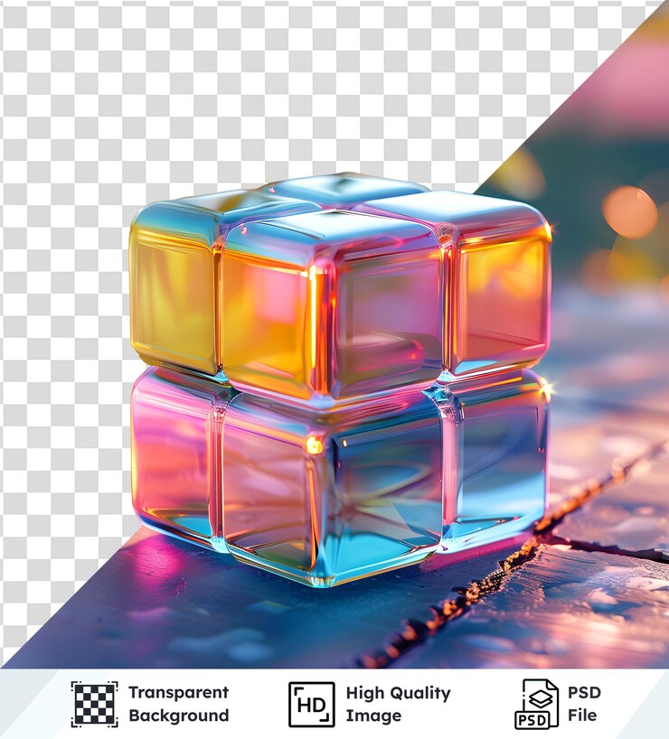 PSD crear impresionantes imágenes transparentes psds diseñar vibrantes cubos iridescentes con efectos de colores p