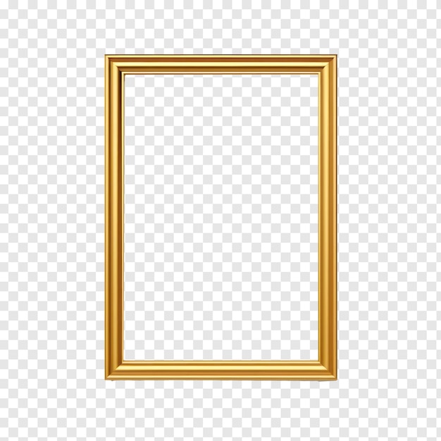 Crear un marco dorado simple, plano, plano y con bajos detalles suaves en el fondo de transparencia PSD.