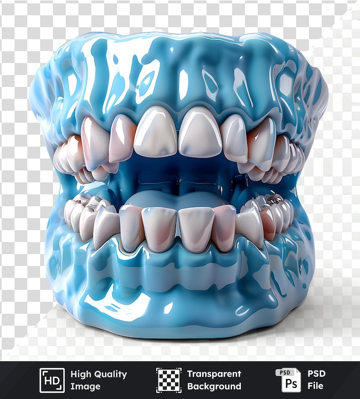 PSD crear un modelo 3d realista de los dientes con png transparente psd detallada estructura de la mandíbula línea de las encías y