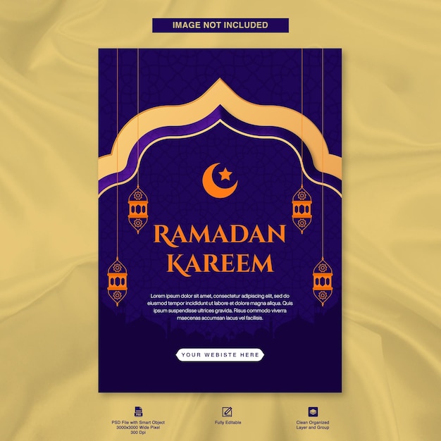 Création d'un modèle d'affiche de ramadan Kareem avec une lanterne islamique