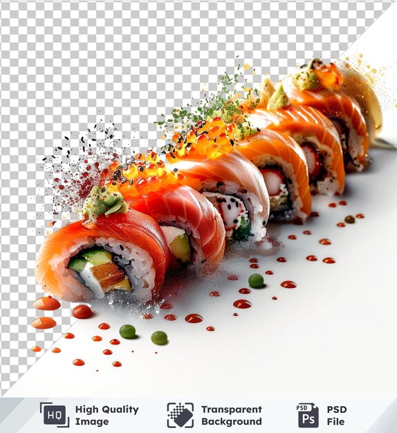 PSD des créations artistiques de sushi isolées sur un fond transparent